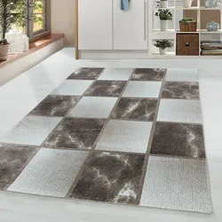 Teppich AYYILDIZ TEPPICHE "OTTAWA 4201", braun, B:240cm H:8mm L:340cm, Polypropylen (PP), Teppiche, Karo Muster, Kurzflor, Wohnzimmer