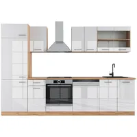 Vicco Küchenzeile R-Line 300 cm Weiß Hochglanz/Eiche