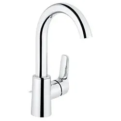 Heinrich Schulte Alpha 320 Waschtischarmatur chrom | Einhebelmischer mit Ablaufgarnitur 1 1/4 Zoll | Armatur für Waschbecken | Designarmatur 150 mm Ausladung | Wasserhahn für Badezimmer