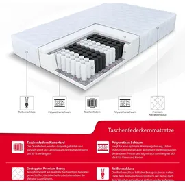 Fdm Matratze 100x200 cm 7-Liegezonen Härtegrad H3 (Mittelhart) 23 cm Höhe Polyurethan-Schaum Öko-Tex Allergikergeeignet Bezug Abnehmbar Waschbar TFK