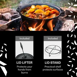 Klarstein Guernsey Premium Dutch Oven 12.0 BBQ-Topf Gusseisen Standfüße Größe XL / 12 qt Schwarz