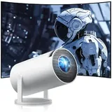 Beamer, Mini Projektor 4k Unterstützt Pro WiFi6 und BT 5.0 mit Android OS 11.0, 180° Grad Drehung, Automatische Trapezkorrektur, 130-Zoll-Display, Outdoor Beamer, weiß