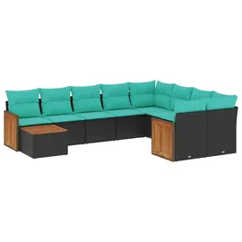 vidaXL Gartensofa-Set 10-tlg. schwarz