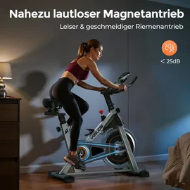 YoSuDa Heimtrainer mit magnetwiderstand - Leises Fitnessbike mit Tablet-Halter, - Silber