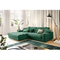 KAWOLA Sofa LANA Ecksofa Cord smaragd Recamiere links