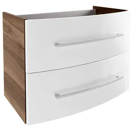 Fackelmann Waschbeckenunterschrank Verona 79,4 x 57,5 x 45,5 cm Weiß Hochglanz/Nussbaum