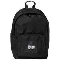 JACK & JONES Rucksack 2 Fächer | Backpack Ranzen mit Laptop Fach | Tasche mit Logodruck JACBACK to School, Farben:Schwarz, Größe:One Size