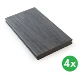 WPC-Terrassendielen koextrudiert, Vollprofil, 140 × 23 × 2850 mm, 4 Stk., Anthrazit