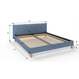 s-style möbel Polsterbett 180 x 200 cm Blau