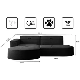 kaiser möbel Ecksofa mit runden Abschlüssen aus Cordstoff & Couches, Wohnlandschaften, Ecksofas