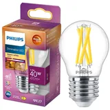 Philips LED Classic E27 WarmGlow Lampe 40 W, Tropfenform dimmbar, klar Warmweiß