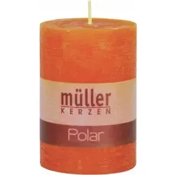 Müller Kerzen Polar Stumpenkerzen 100/68 mm, Raureif-Effekt 5461007261 , 1 Packung = 4 Stück, mandarin