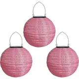 Solar Lampions Außen Wetterfest LED Wasserdicht Solarlaterne Gartenlaterne Hängende Solarlampen für Außen Nylon Lampions Solar Outdoor Solar Laterne für Garten, Balkon & Terrasse (30cm-3PC/Rosa)