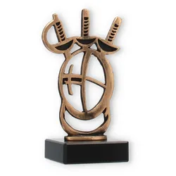 Pokal Konturfigur Fechten altgold auf schwarzem Marmorsockel 14,6cm