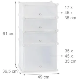 Relaxdays Schuhregal 49 x 91 x 36,5 cm mit 4 Fächern weiß / weiß