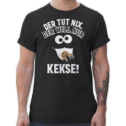 Shirtracer T-Shirt Der tut nix. Der will nur Kekse! Krümelmonster Cookie Monster Keksmons Karneval Outfit schwarz XXL