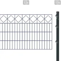 Arvotec Doppelstabmattenzaun ARVOTEC "ESSENTIAL 80 zum Einbetonieren "Karo" mit Zierleiste", grau (anthrazit), H:80cm, Stahl, Kunststoff, Zaunelemente, Zaunhöhe 80 cm, Zaunlänge 2 - 60 m