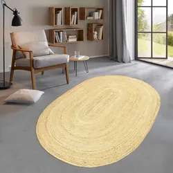 Jute Teppich Mani natur oval Flachgewebe Boho Modern 120x170 cm oval