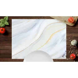 Tischsets I Platzsets abwaschbar - Cremefarbener Marmor - aus erstklassigem Vinyl (Kunststoff – BPA-frei) - 4 Stück – 44x32 cm – rutschfest
