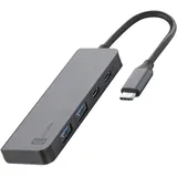 Cellular Line Cellularline HUB Starter 4-Port-Hub, Laden und Datenübertragung, Elegant und Robust, 2 USB-A-Anschlüsse und 1 USB-C für Daten und Laden, USB-C Power Delivery bis zu 100W, Metallgrau