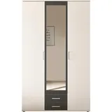 Pol-Power Kleiderschrank - Spiegel Holzwerkstoff Melamin 3 Türen 120x196x54 cm