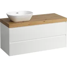 Laufen LANI Waschtischplatte wildeiche inklusive Unterschrank, 1 Ausschnitt links, 1185x495x580mm, H4065721122601, Farbe: Weiß matt