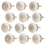 Knober 12 X Möbeknopf | MIXSET Silber | Montur aus Edestahl | Möbelknöpfe 40mm Knauf | Türgriff Gewinde metrisch M3 | edel anmutend | Keramik und Edelstahl | filigrane Krone