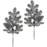 I.GE.A. Winterliche Kunstpflanze I.GE.A. "Kunstzweig mit Glitter, in Frost-Optik", schwarz, B:21cm H:48cm T:5cm, Kunststoff, Kunstpflanzen, geeist, 2er Set, schwarz, Weihnachtsdeko