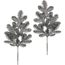 I.GE.A. Winterliche Kunstpflanze I.GE.A. "Kunstzweig mit Glitter, in Frost-Optik", schwarz, B:21cm H:48cm T:5cm, Kunststoff, Kunstpflanzen, geeist, 2er Set, schwarz, Weihnachtsdeko