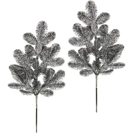 I.GE.A. Winterliche Kunstpflanze I.GE.A. "Kunstzweig mit Glitter, in Frost-Optik", schwarz, B:21cm H:48cm T:5cm, Kunststoff, Kunstpflanzen, geeist, 2er Set, schwarz, Weihnachtsdeko