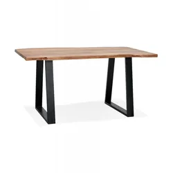 Massivholz Esstisch RAFA Akazienholz mit Geometrischem Metallgestell | Industrie Stil Esszimmertisch für 6 Personen | 160x90x76 cm | Kadima Design