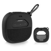 Silikonhülle für Bose SoundLink Micro tragbare Outdoor-Lautsprecher, individuelles Design, bietet alle 6 Anweisungen Schutz, passt am besten in Form und Farbe (schwarz)