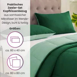 Wometo Kissenbezug Wende-Design 80 x 80 cm Dunkelgrün/Grün