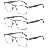 LITIMA 3 STÜCKE Lesebrille Herren Mit Blaulichtfilter, Blaulicht Herren Lesebrille, Feder Scharnier Lesebrillen Sehhilfe Augenoptik Brille