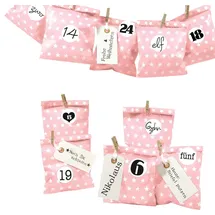 Frau Wundervoll DIY Adventskalender Bescherung rosa Stern 13x16,5cm