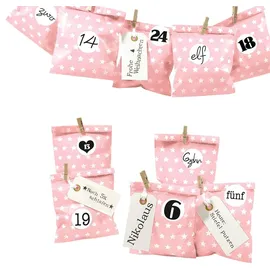 Frau Wundervoll DIY Adventskalender Bescherung rosa Stern 13x16,5cm