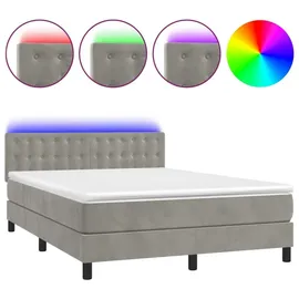 vidaXL Boxspringbett 140 x 200 cm Hellgrau