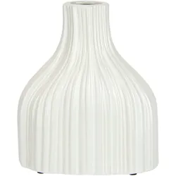 Dekovase I.GE.A. "Blumenvase aus Keramik, geriffelt, bauchig, glänzend, Keramikvase", weiß, B:17cm H:21cm T:8cm, Keramik, Vasen, Deko-Vase für Blumen, Pampasgras, Trocken- oder Kunstblumen u. Zweige