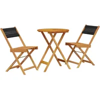 vidaXL 3-tlg. Bistro-Set Schwarz Polypropylen und Massivholz