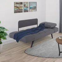 Schlafsofa, 2-Sitzer, mit Gästebett-Funktion, mit klappbarer 2-in-1-Funktion: Sofa und Gästebett, Metallbeine, Stoff in Dunkelgrau, Raburg Ayla