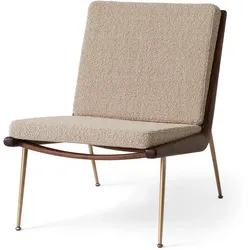 &Tradition - Boomerang HM1 Loungesessel, Walnuss geölt / Beine Messing, beige (Karakorum 003)