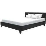 Erwachsenenbett 160 x 200 cm - Schwarze Imitation - Boxspring inklusive - KANSAS