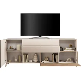 Home Affaire Sideboard HOME AFFAIRE "Monaco in Breite 241 cm, Anrichte mit Tür, Klappe und 2 Schubkästen", weiß (cashmere, eiche cadiz nb), B:241cm H:94cm T:42cm, Sideboards, Sideboard, Stauraumschrank – sanftes Schließen, edles Design, viel Platz
