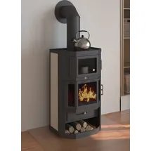 kaminofen Victoria Taro F Metall Schwarz/Abdeckplatte Speckstein