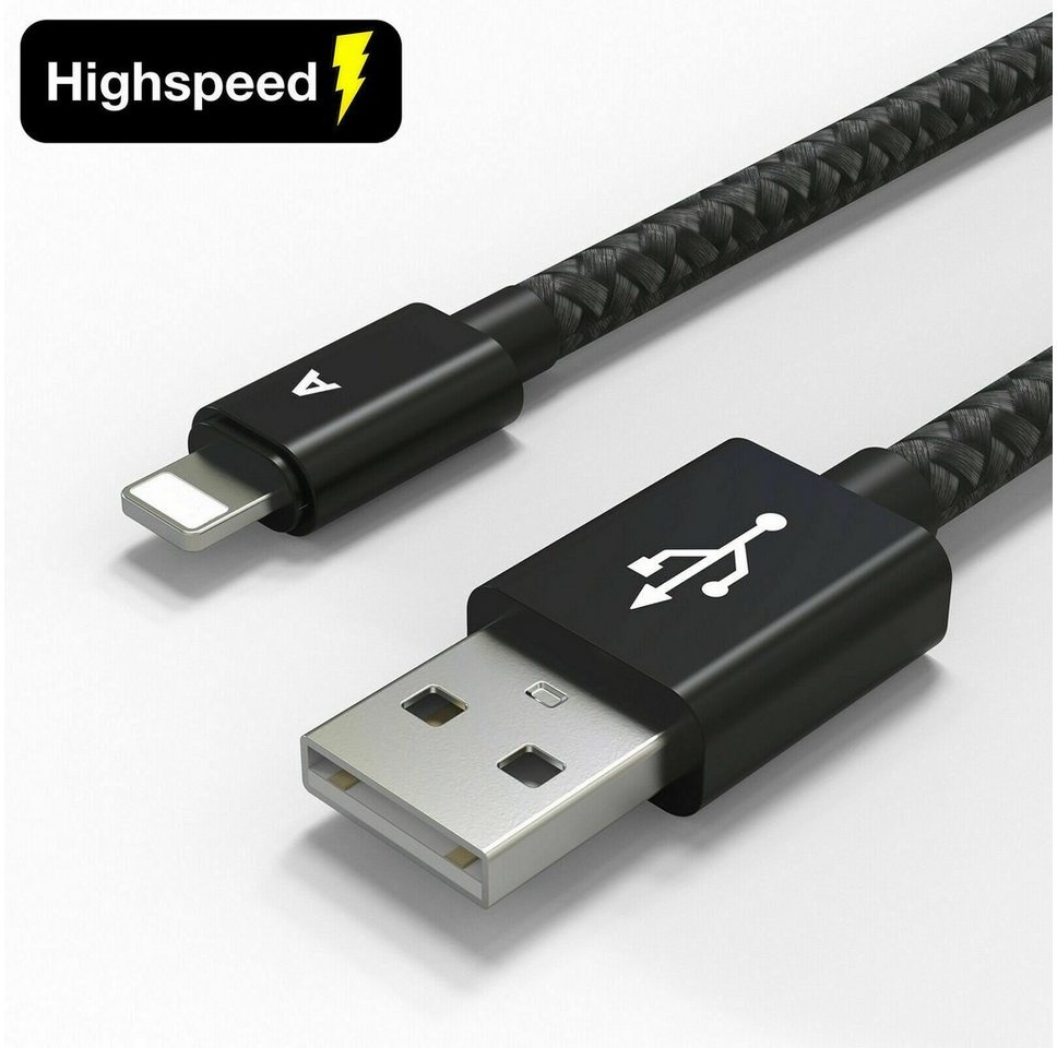 Alpha Electronics Iphone zu USB A Datenkabel Smartphone-Kabel, (300 cm), 1m 2m 3m, Schnellladung