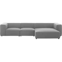 W.Schillig Ecksofa »around-the-block«, mit eleganter Biese, mit Federkern, Breite 341 cm grau