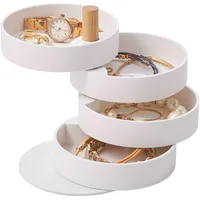 Yamazaki 3408 TOSCA 4~Tiered Accessory Box, white, Steel/Wood/ABS Resin, 10 x 10 x 12.2 cm