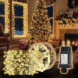 SALCAR LED Cluster Lichterkette Draht Weihnachtsbaum, 15m 600er LED Christbaumbeleuchtung mit 8 Modi, Timer und Memory, Wasserdicht Büschellichterkette für Außen Innen Garten Hochzeit, Warmweiß