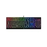 Razer BlackWidow V3 (Green Switch) – Mechanische Gaming-Tastatur (Clicky Mechanische Schalter, Doubleshot-ABS-Tasten, Multifunktions-Roller und Medientaste, Handgelenkauflage) UK-Layout | Schwarz