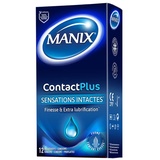 Manix Contact Plus: Packung mit 12 Kondomen für Herren, ultradünn und extra geschmiert, für unbeschädigte Gefühle, Durchmesser 53 mm
